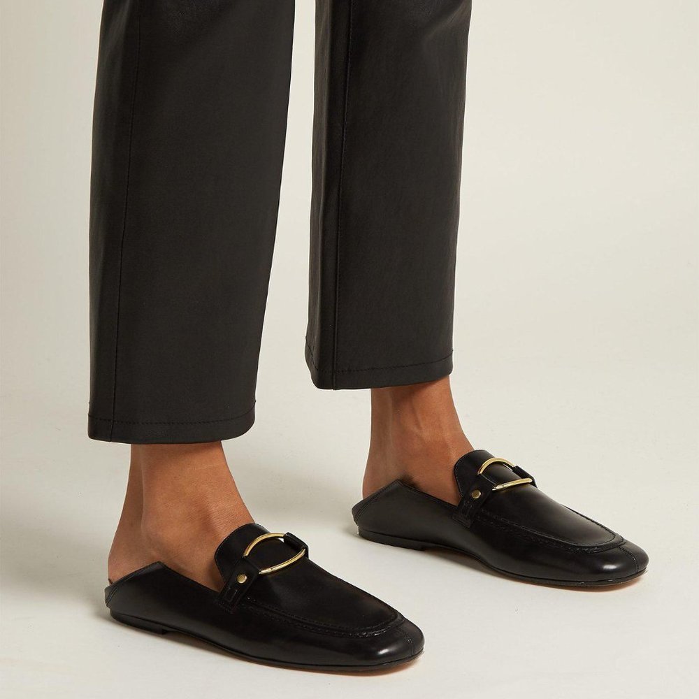 Isabel Marant Ferlyn Black Leather Loafer Mule 36